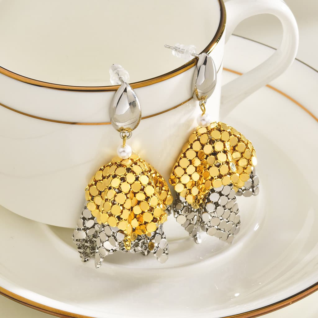 【74】Brincos de Franjas com Lantejoulas em Forma de Diamante Super Brilhantes