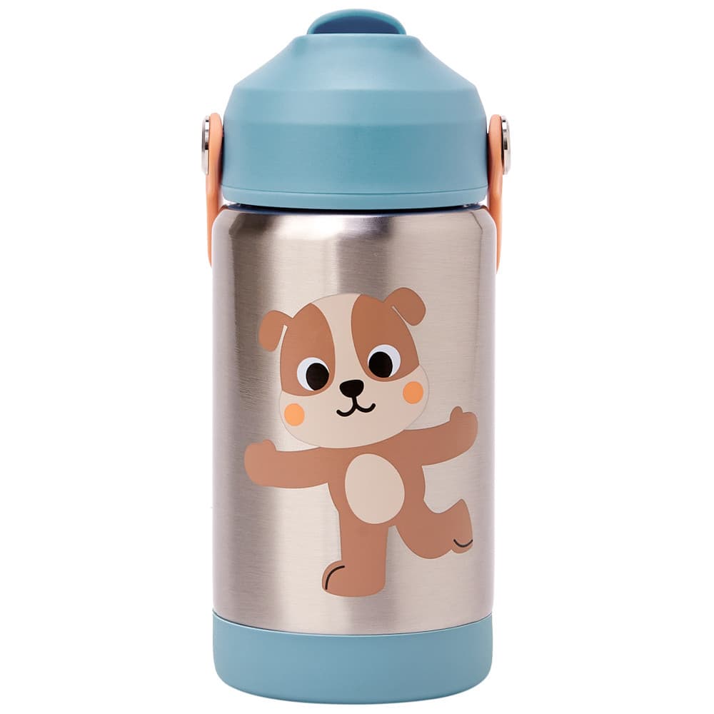 Copo Térmico Buba Zoo Cachorro 360ml Parede Dupla Canudo Silicone