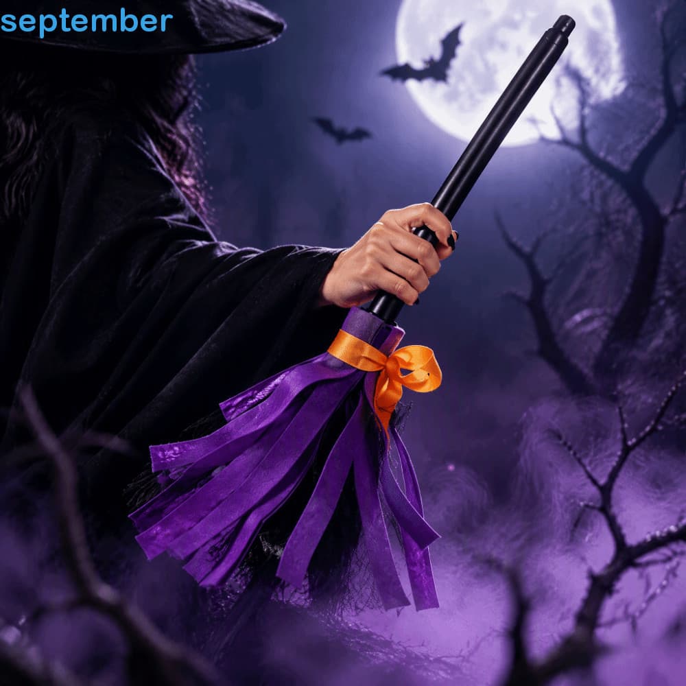 Setembrob Vassoura De Bruxa De Halloween , Móvel Giratória Elétrica Flutuante , Ativada Por Som