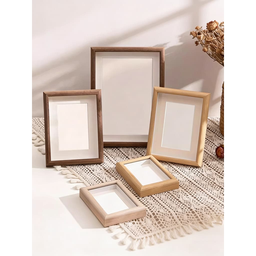 Moldura de foto pintura de mesa fábrica atacado vidro de madeira tridimensional oco 17cm 22607cm A4 moldura de parede de