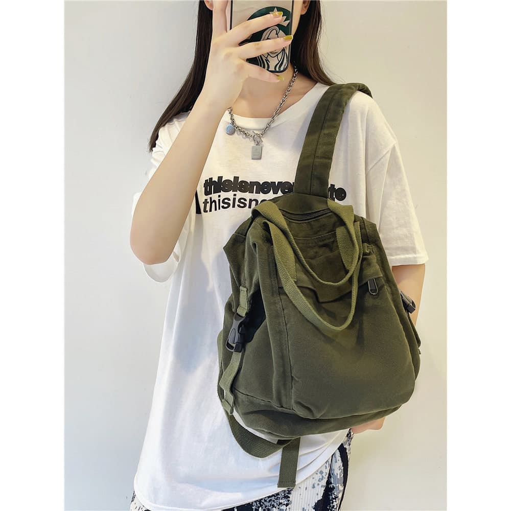 Hong Kong estilo Retro pequena mochila feminina estudante estilo preguiçoso lavado macio lona mochila bolsa de viagem Co
