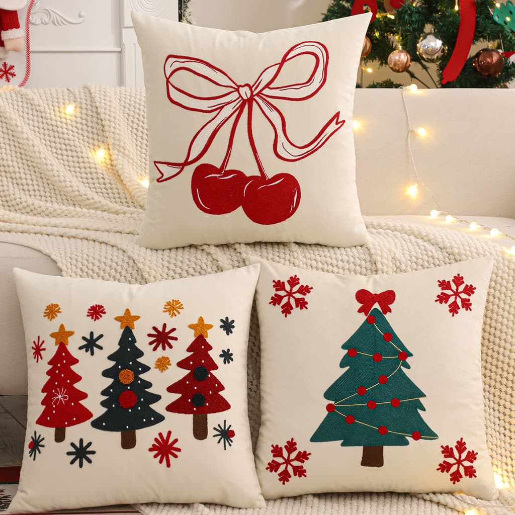 Atmosfera fronha de natal bordado tridimensional mão lavável decoração de escritório em casa capa de almofada