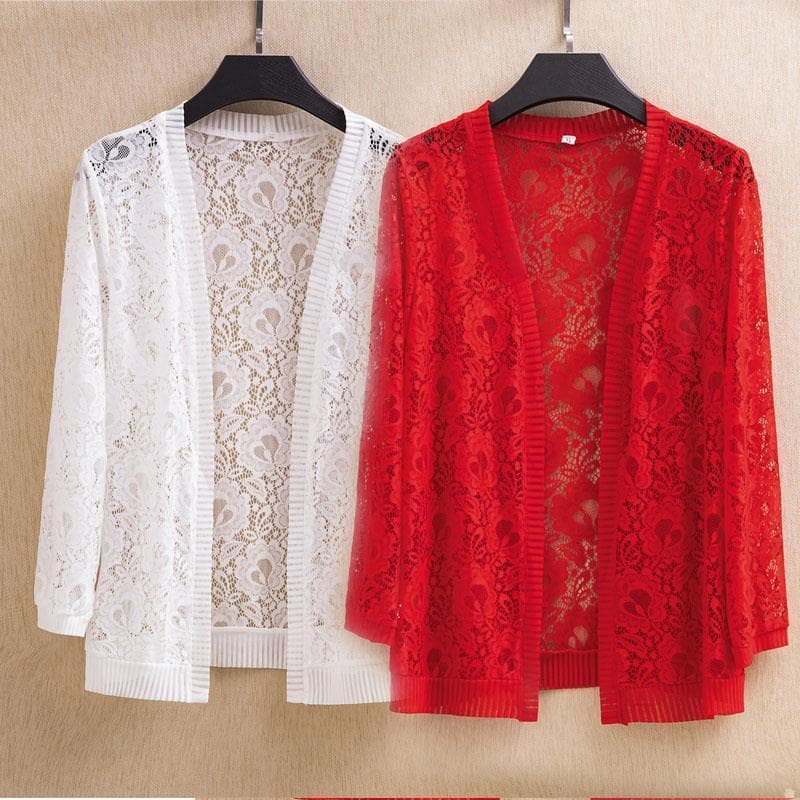 Verão novo estilo renda Cardigan curto estilo ocidental pequeno xale protetor solar roupas femininas camisa de ar condic