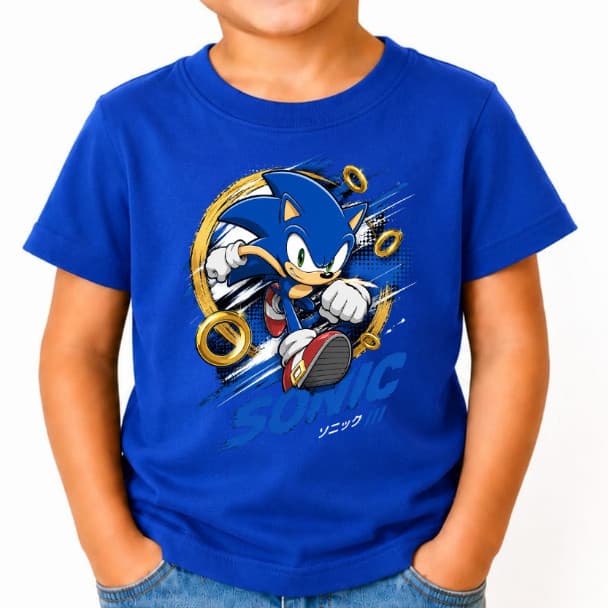 Camiseta Menino Sonic camisa Roupa 100% Algodão Blusa Personagens