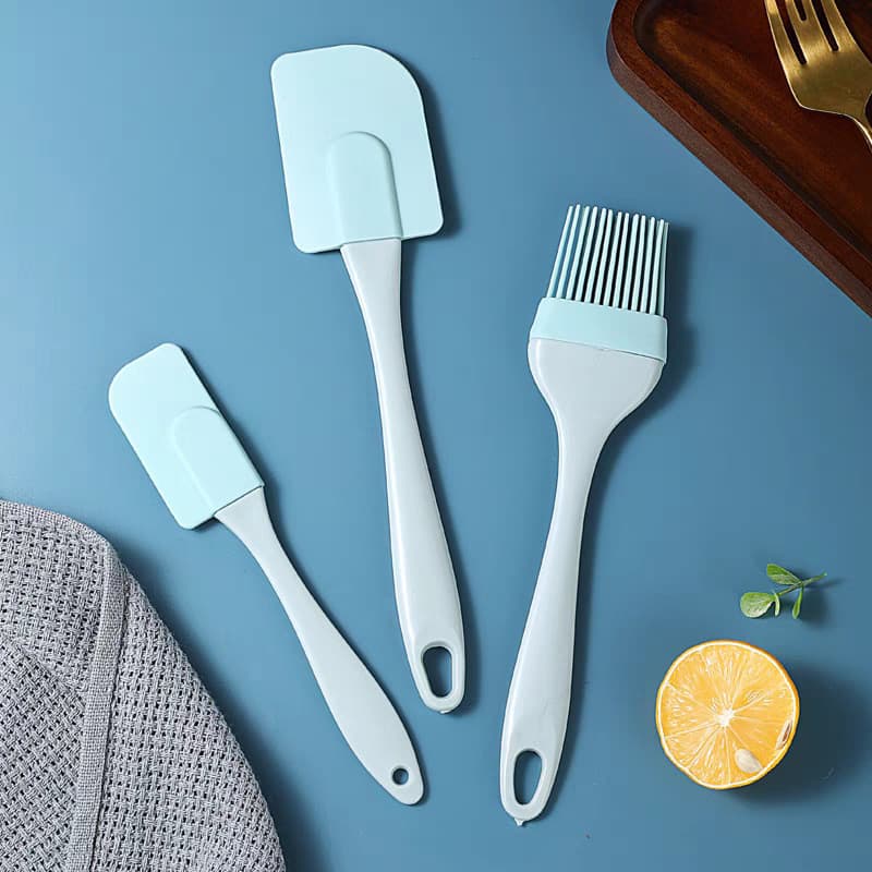 Conjunto de Espátulas de Silicone para Confeitaria, Três Peças, Espátula Macia para Alimentos, Espátula para Creme de Bo