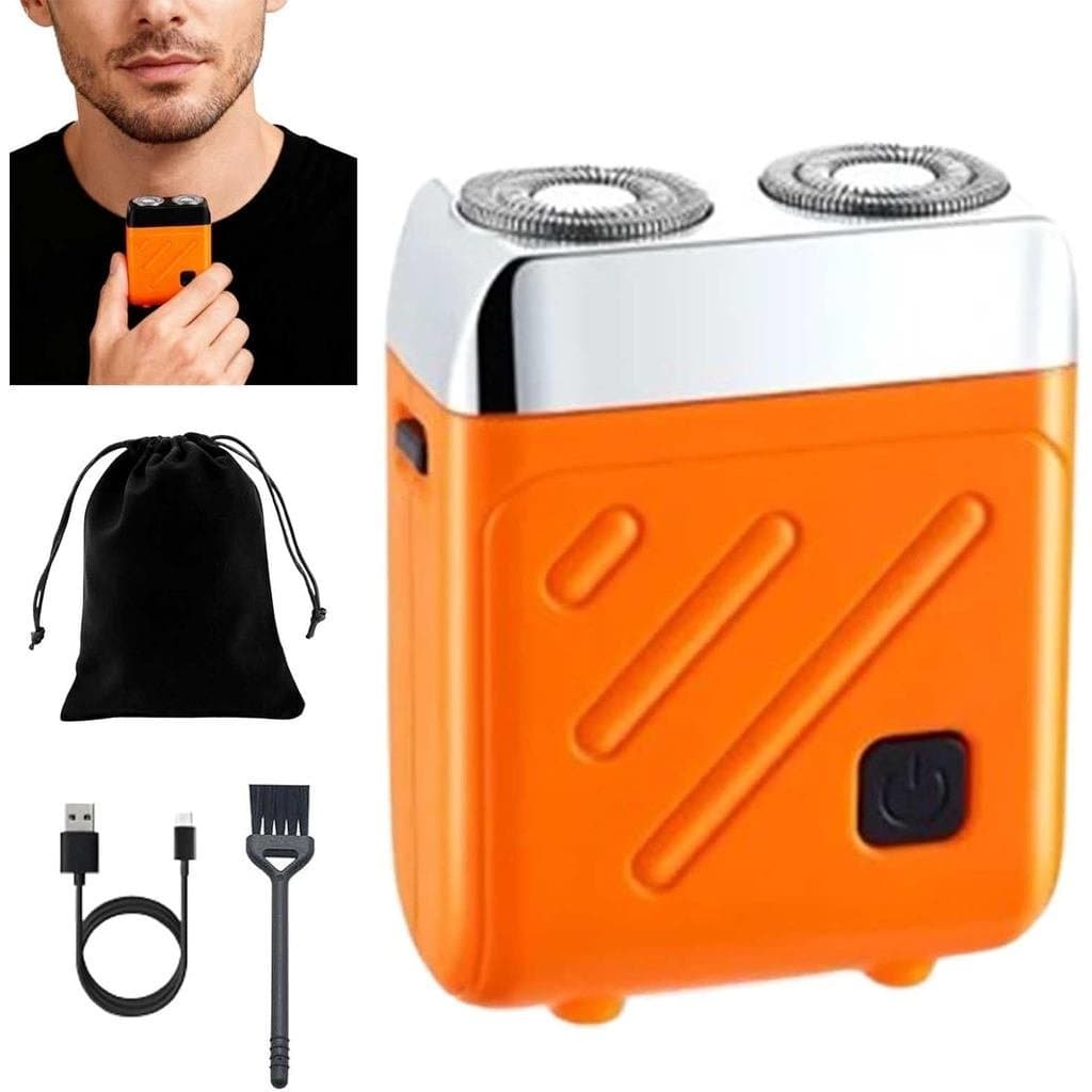 Barbeador Elétrico DoubleRing, Mini Barbeador de Liga em Estojo, 2026 Nova Atualização Portátil 360 ° Barbeador Elétrico