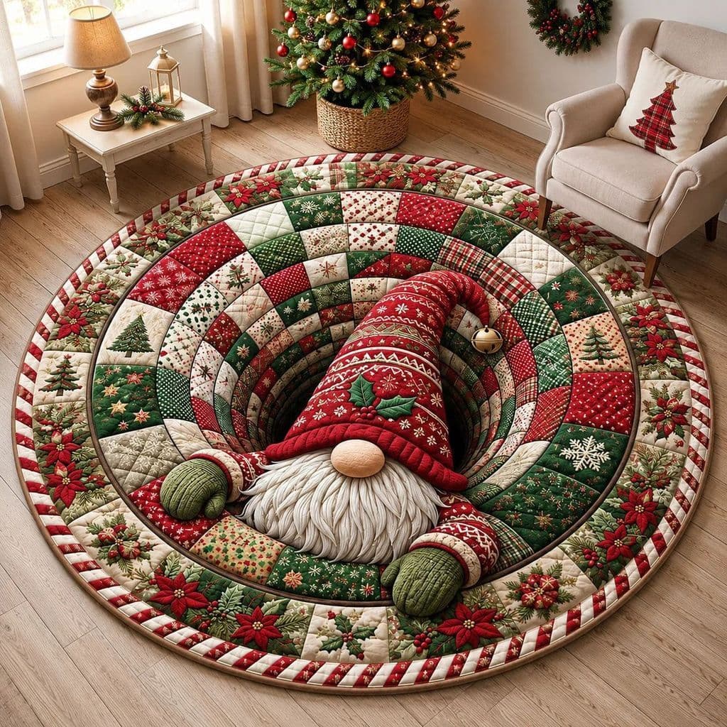 [Novo produto] Tapete redondo Visual de Natal 3D antiderrapante resistente à sujeira Fácil de cuidar Sala de estar Mesa