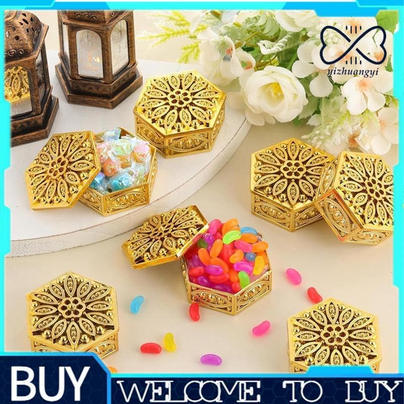 Hexágono Oco Decorativo Para Pooja Bulk 36 Pcs Presentes De Retorno Indiano Caixa De Recipientes De Doces