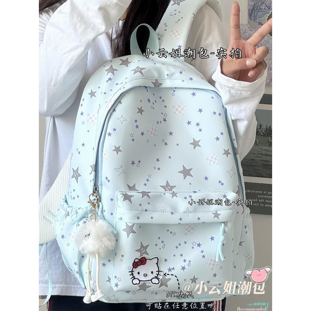 2025 verão mochila feminina estudantes do ensino médio grande capacidade estrela impressão mochila versão coreana nicho