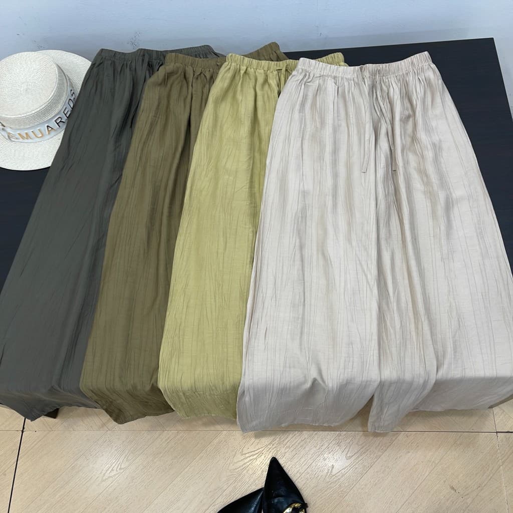 Estilo coreano estilo preguiçoso textura Drape verão novo estilo fino elástico cintura alta esfregar calças casuais F#2