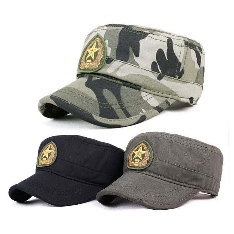 Chapéu masculino camuflagem chapéu de topo plano ao ar livre boné de pico versão coreana na moda primavera verão outono