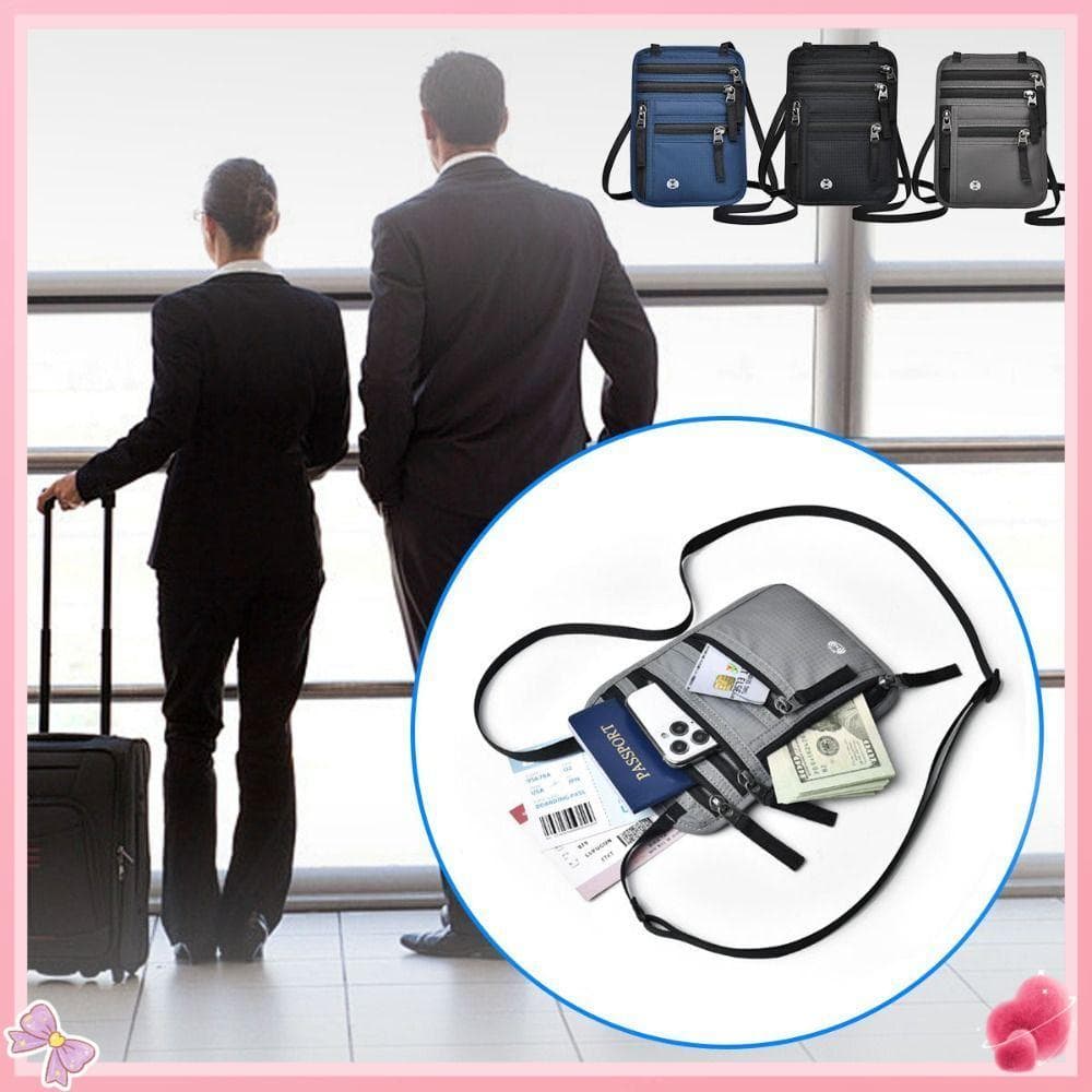 Bolsa Para Passaporte Com Bloqueio RFID , Porta-Cartões Halter Resistente Ao Desgaste De Nylon , Carteira Antifur