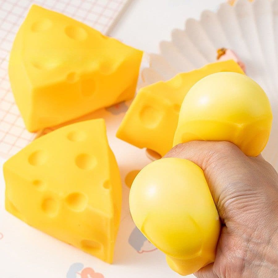 Brinquedo de queijo macio, brinquedo de dedo em forma de lula para aliviar o estresse, presente inovador.