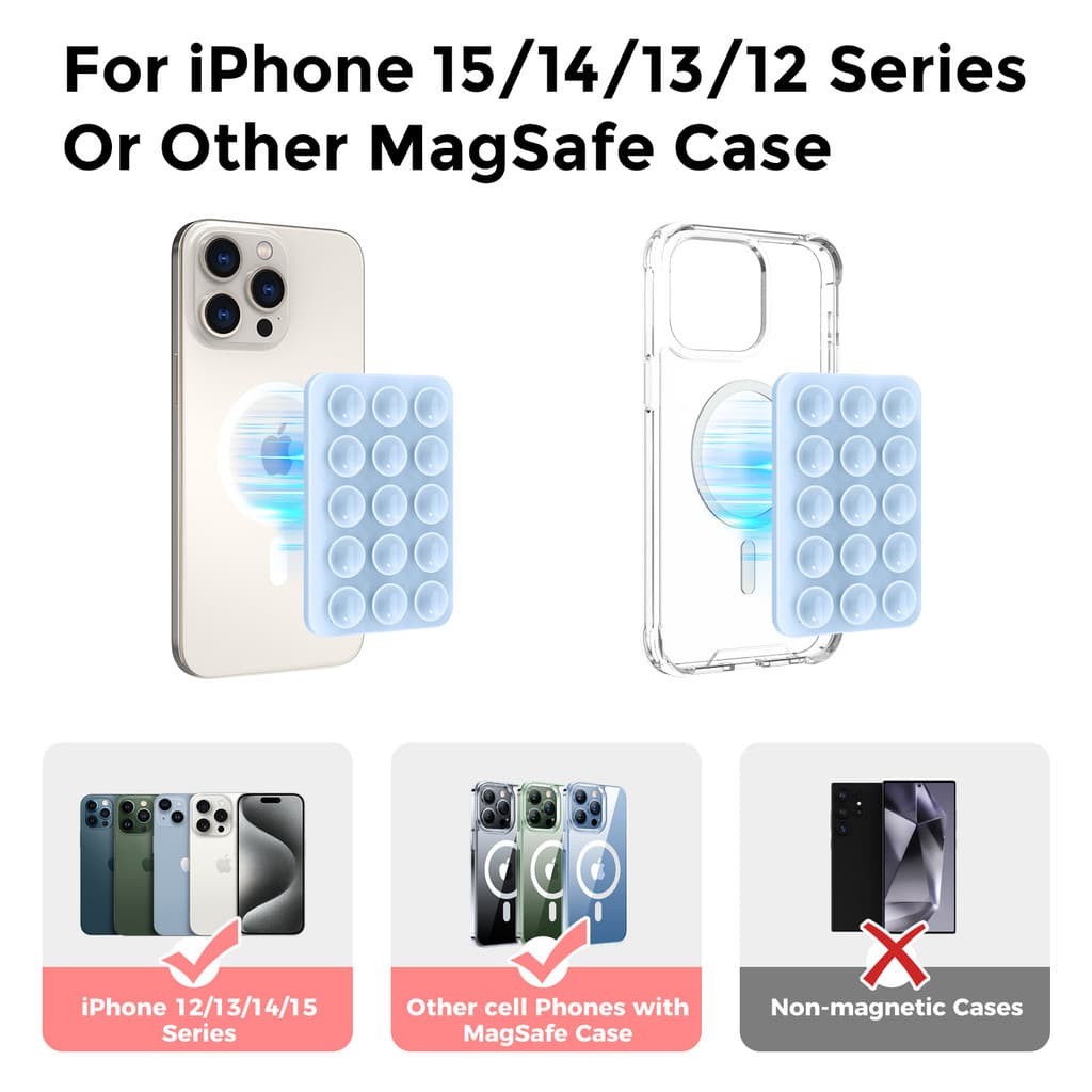 Adequado para iPhone suporte de silicone adsorção espelho adesivo de vidro Magsafe ventosa magnética suporte de silicone