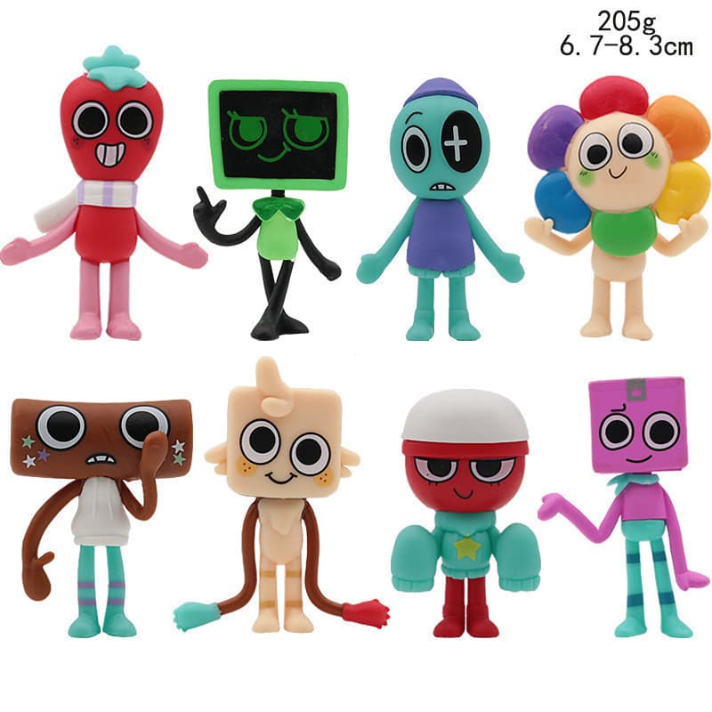 Conjunto de 8 peças de bonecos de personagens do Dandy World para decoração de bolos opp UOBM