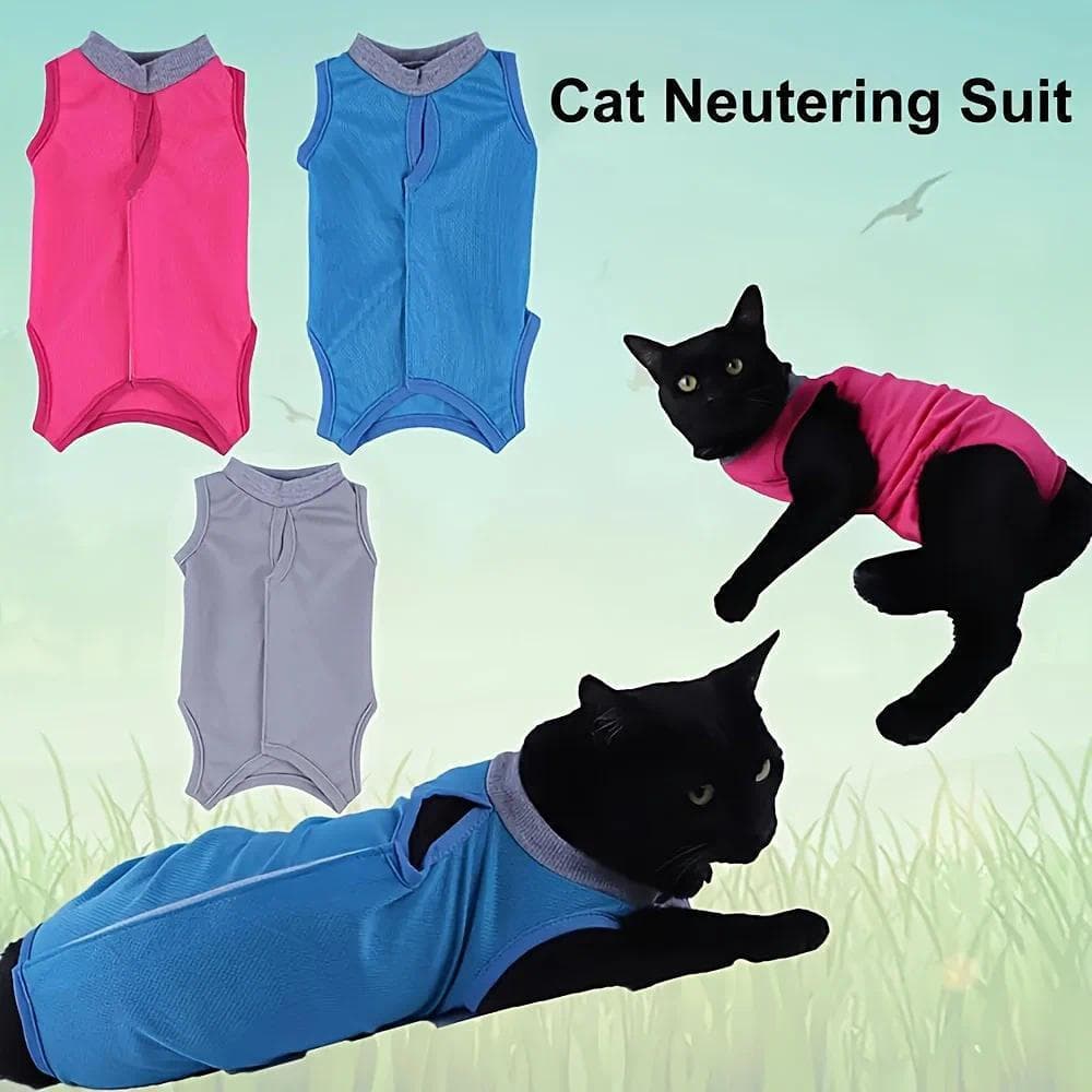 Adjustable Cat Neutering Suit Comfortable Cat Recovery Suit Cat Anti-licking Sterilization Clothes Pet Supplies Body Str
