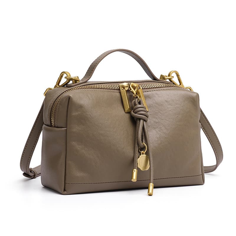 Nova Bolsa Mensageiro Portátil De Couro Curtido Vegetal Feminina high-end De Ombro Simples E Versátil Pequena Quadrada M
