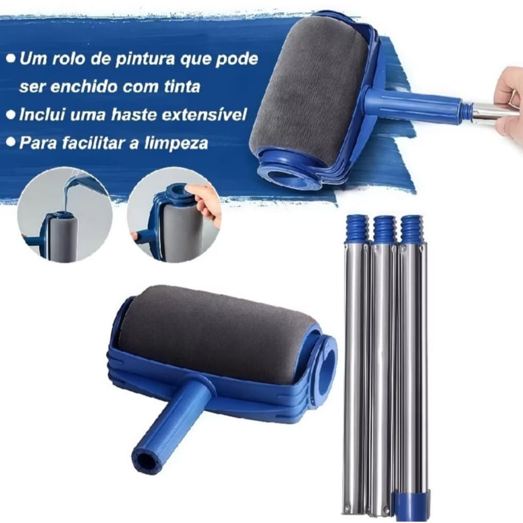 Kit de Pincel Rolo de Pintura Easy Glide de 6 Polegadas para Pintura de Paredes + 72 cm cabo