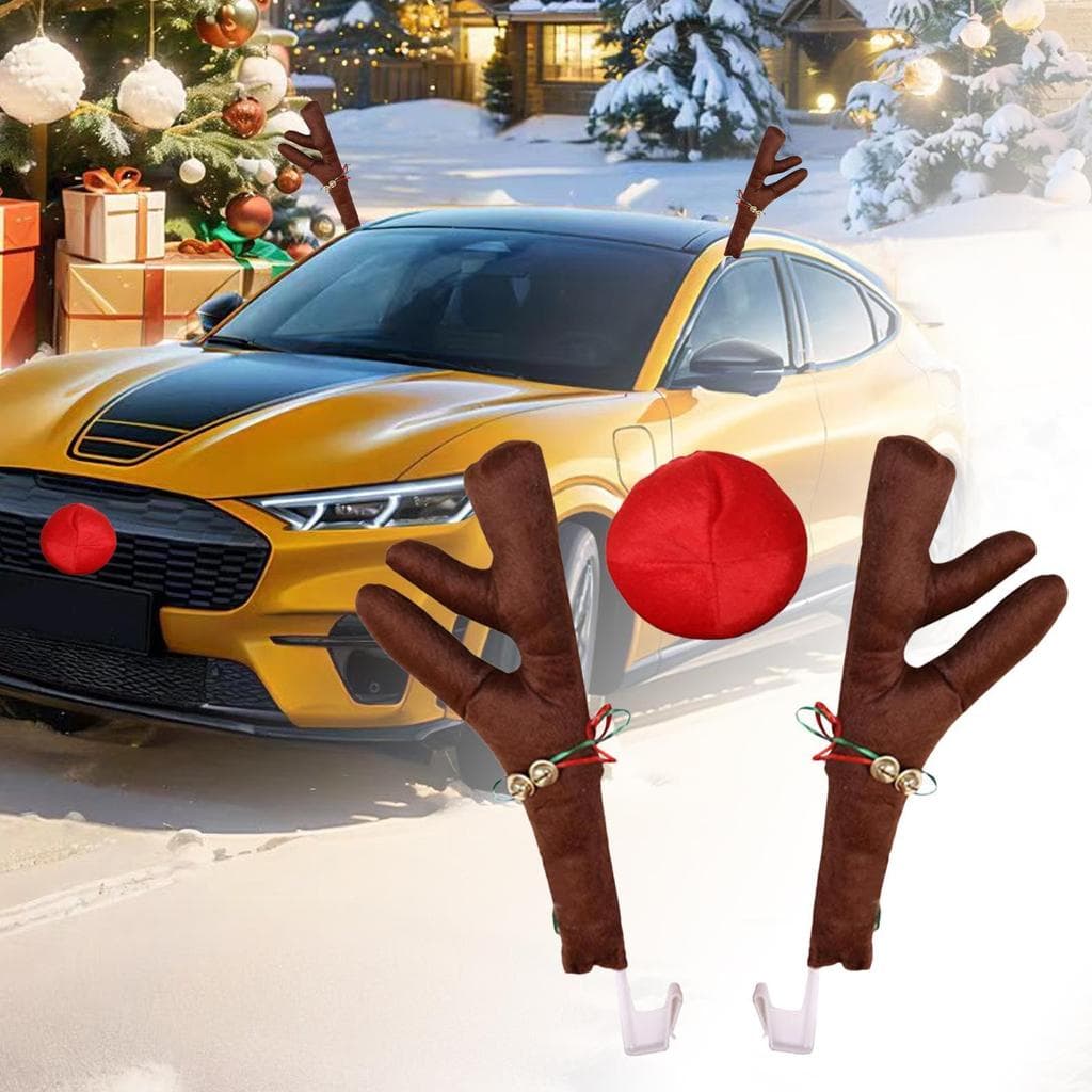 Natal Carro Antler Decoração Feriado Automotivo Veados Decorativa Pelúcia Para Festas De Férias aderibr