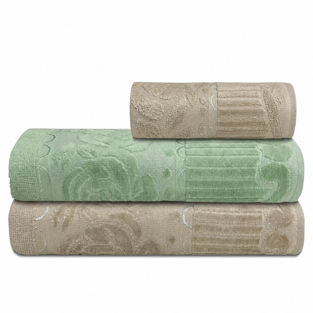 Jogo/Kit 3 Toalhas 2 Banho e 1 Rosto Jasmim 100% Algodão Super Macia Alta Absorção