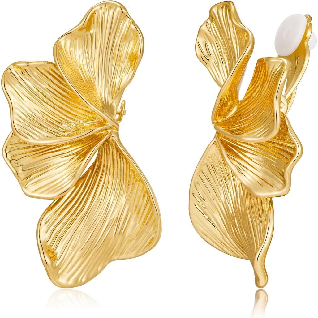 Brincos grandes com fecho de pressão da marca WOWORAMA, para mulher, em dourado/prateado, modelo 8VLN.