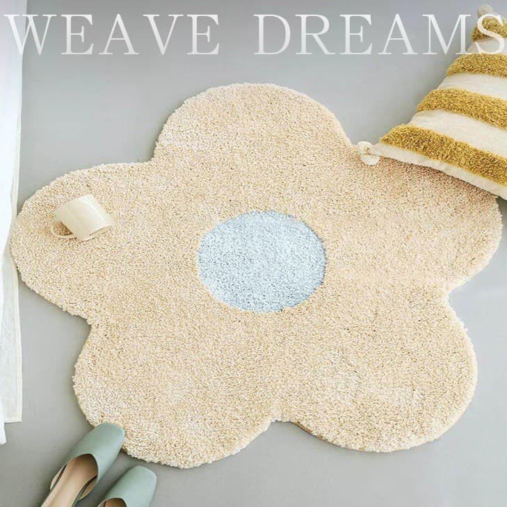 Tapete flocado de flores frescas em formato especial, tapete doméstico para sala de estar, sofá, quarto infantil, tapete