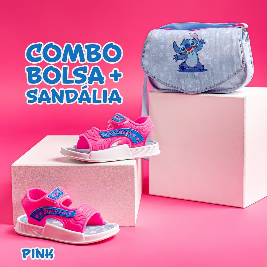 Sandália Infantil Menina Velcro Papete + Bolsa Envio Imediato