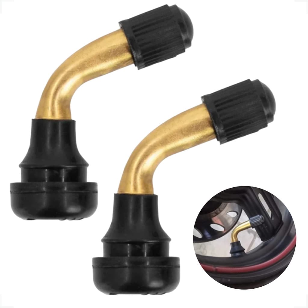 Kit 02 Válvulas Bico Curvo Scooter Elétrica Bicicleta Pvr50
