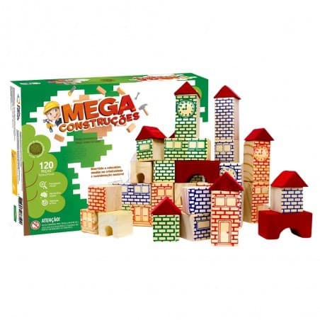 Brinquedo Blocos De Montar Mega Construção 120 Peças