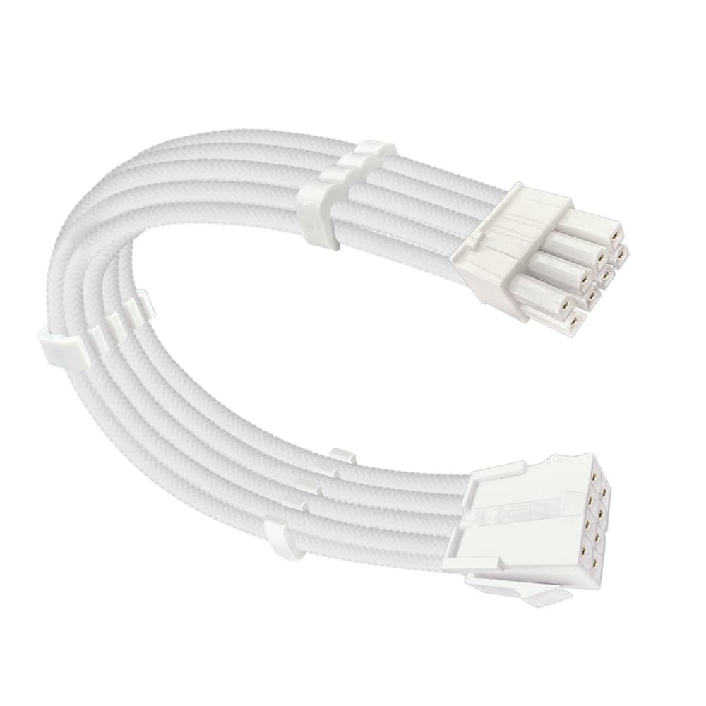 Cabo Alimentação Placa De Vídeo Gpu 6+2 = 8 Pinos Full White Extensão Vga Sleeved Branco