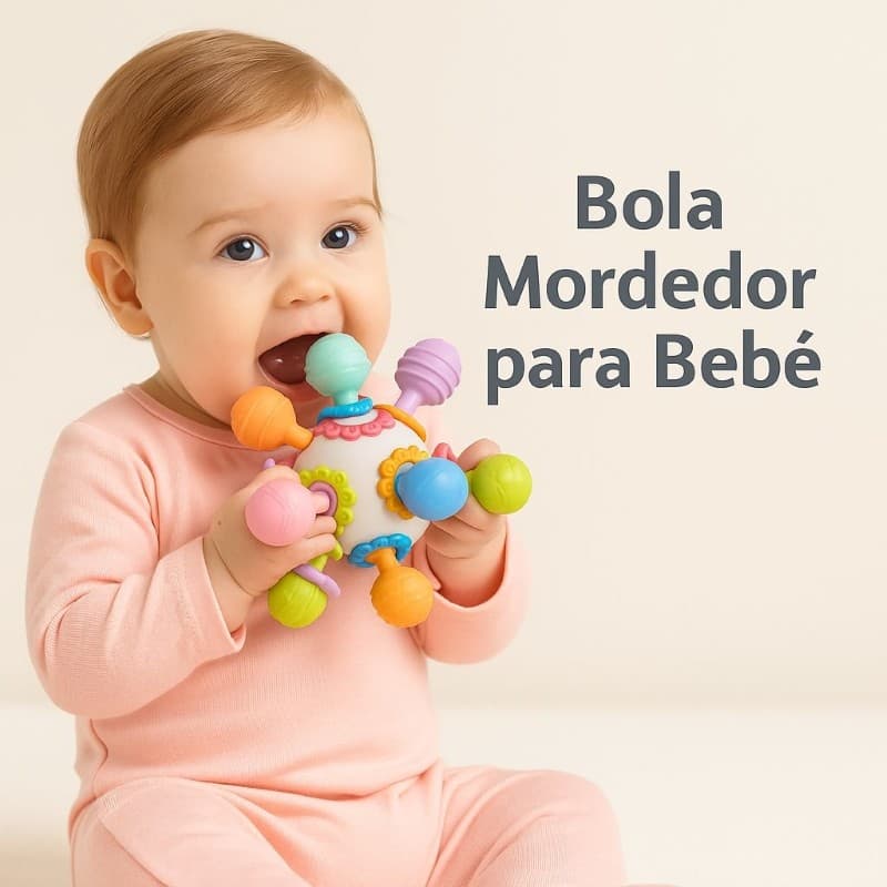 Mordedor para Bebê Brinquedo Silicone Macio Alivia a Dentição e Estimula os Sentidos Infantil