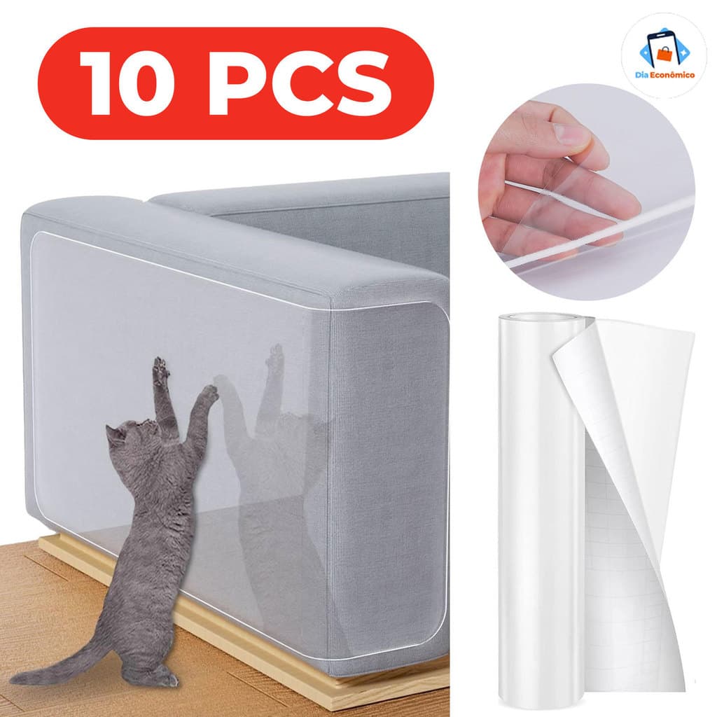 10 Peças Protetor Anti-Arranhador para Cantos, Transparente e Flexível, Protege Móveis e Sofás de Gatos