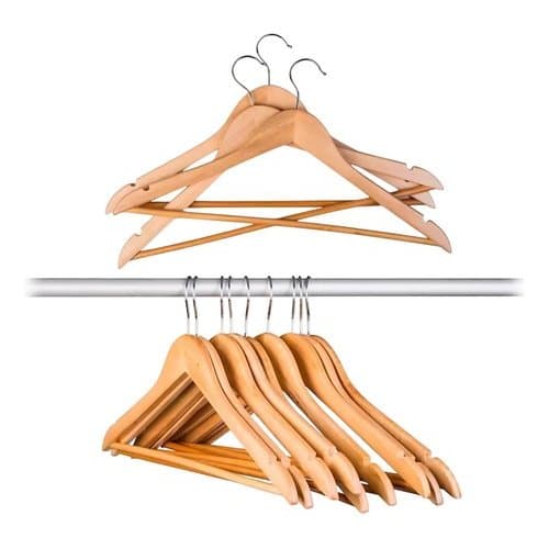 Conjunto Cabide Madeira 3 Pecas Resistente Elegante Organizacao Roupas Duravel