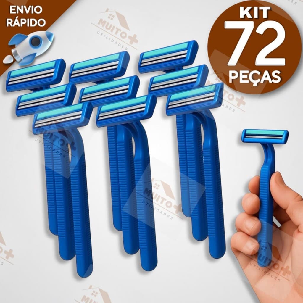 Jogo 72 Barbeador Descartável Masculino Feminino Aparelho de Barbear com 2 Lâminas Fita Lubrificante