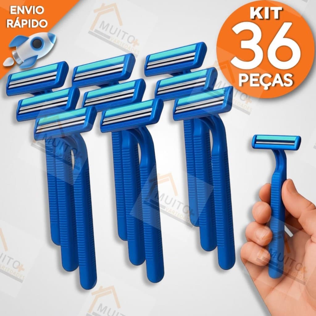 Jogo 36, 24, 12 Ou 6 Barbeador Descartável 2 Lâminas com Fita Lubrificante | Prestobarba Uso Diário e Profissional