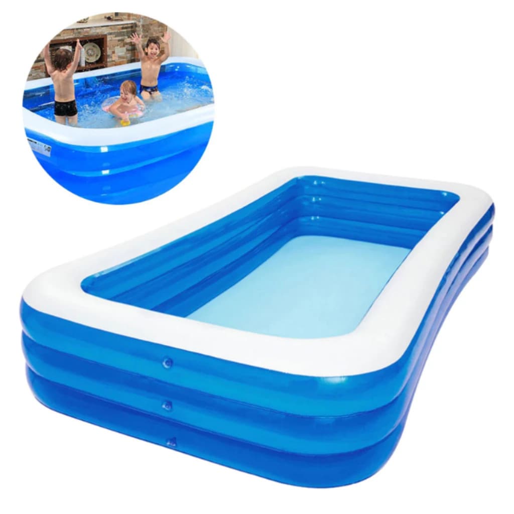 Piscina Inflável Retangular Grande Familiar PVC 305x183cm 262x170cm Verão Crianças Adultos