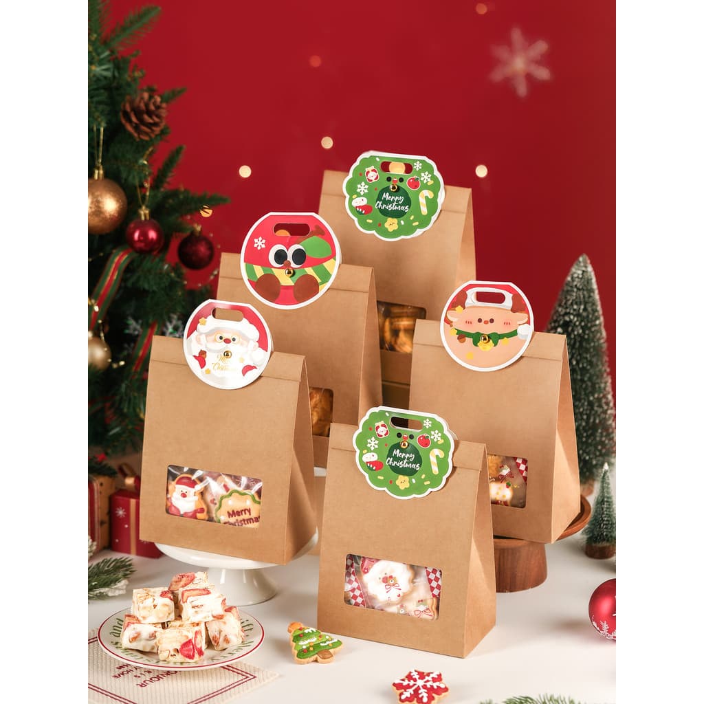 Caixa de embalagem de biscoitos de natal saco de presente floco de neve biscoitos crocantes embalagem de doces cozimento