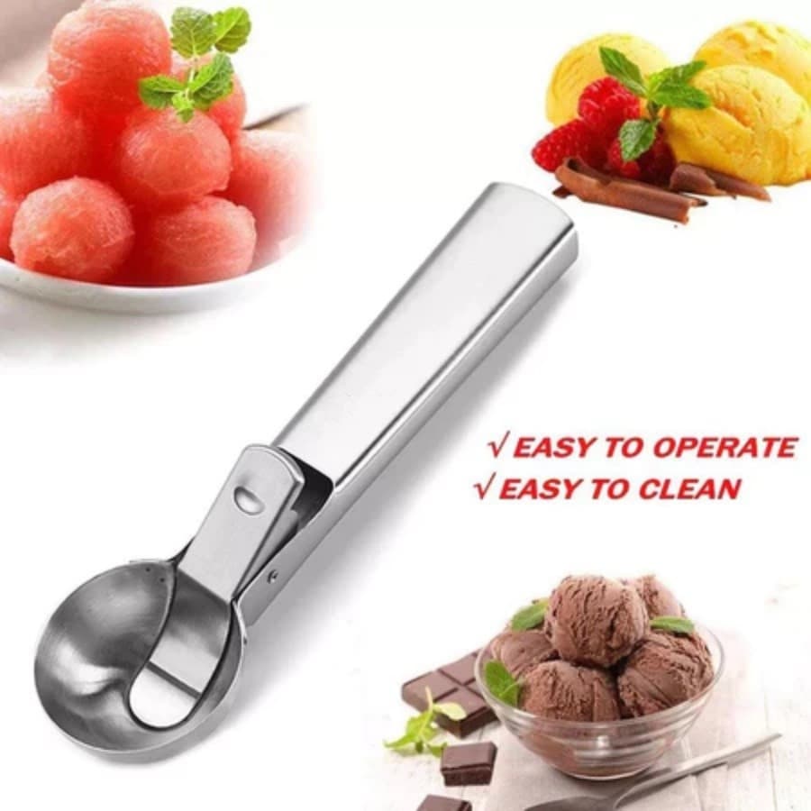 Colher De Sorvete De Aço Inoxidável 304 , Com Gatilho , Baller Resistente E Ferramenta De Cozinha De Frutas
