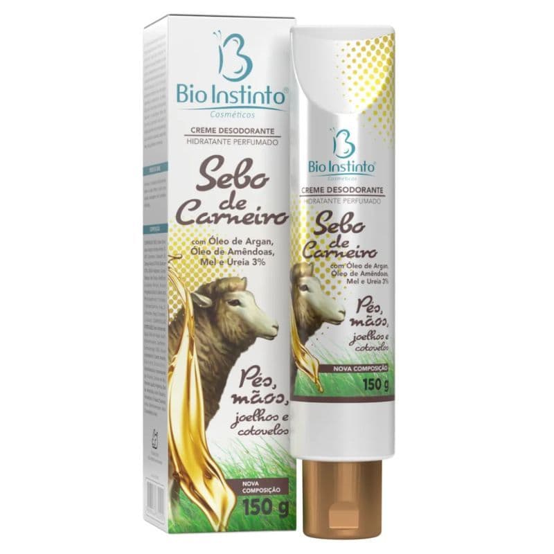 Sebo de Carneiro Bio Instinto 150g Creme Hidratante Óleo de Argan Ureia Original