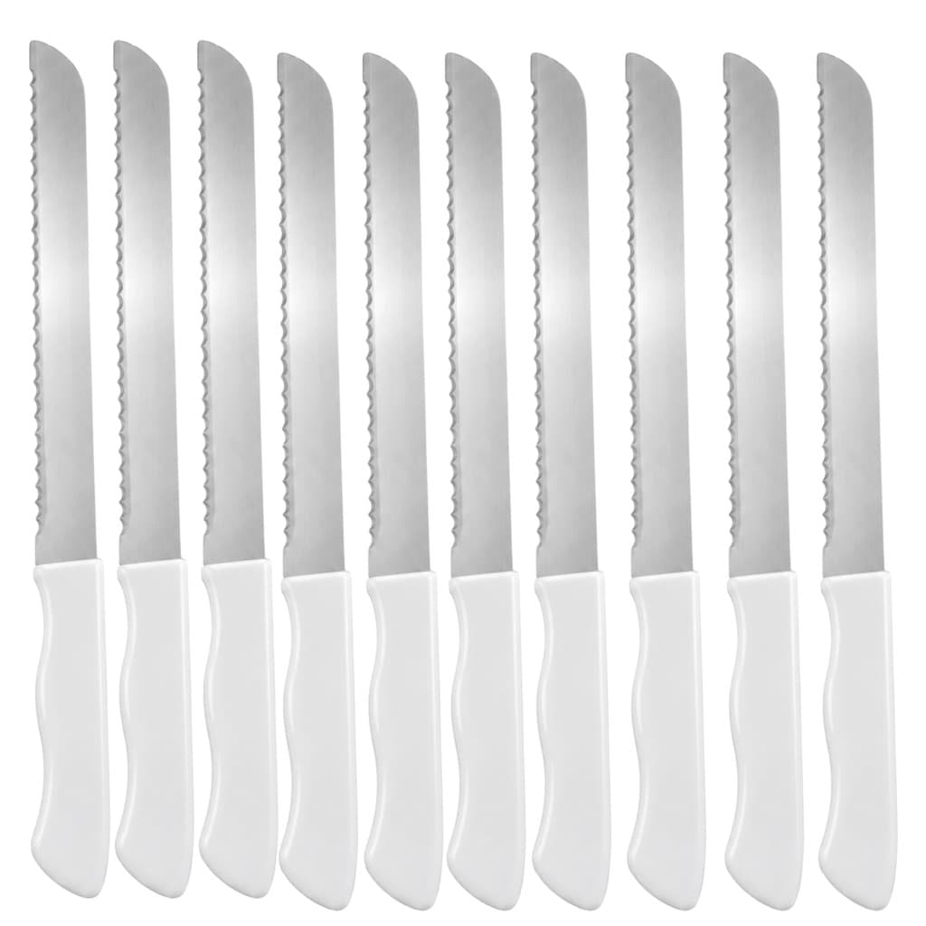 Kit 10/8/5/2 Faca Para Cortar Pão Serrilhada Aço Inox 27cmBaguete Bolos Sanduíches Padaria Atacado