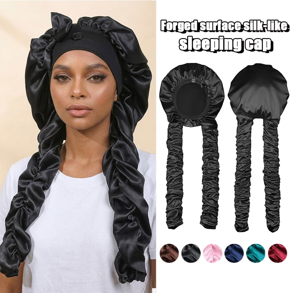 Gorro De Cabelo Extra Longo De Seda , Botão Elástico Largo , Touca De Dormir , Tubo De Scrunchie , Envoltório Para Cabel