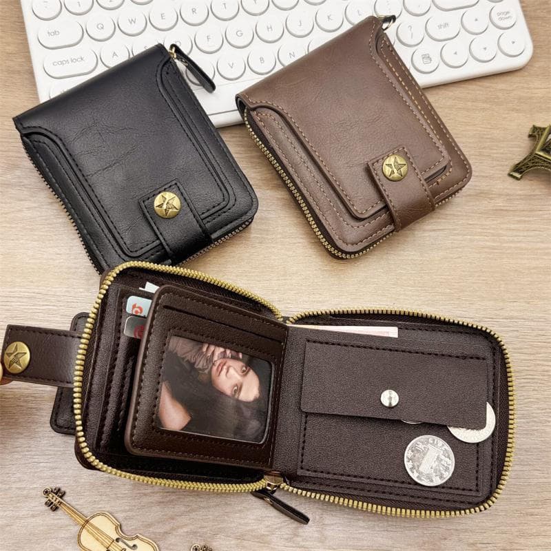 Carteira Masculina Elegante De Couro PU Decorador Com Design De Embreagem Curta Para Gerenciamento Seguro De Cartões
