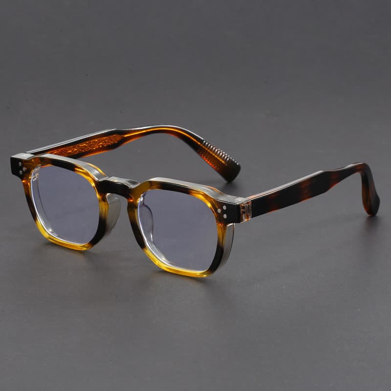 Óculos Unissex Vintage de Armação Grande Feitos à Mão com Armação Grossa e Lentes Anti-Luz Azul T8JD