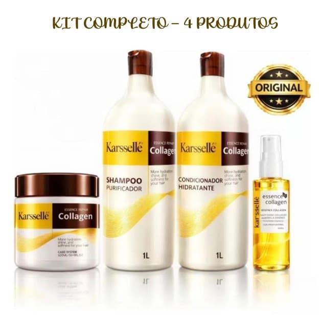 Kit Completo Shampoo 1L + Condicionador 1L + Máscara 500ml + Óleo 60ml Tratamento Intenso