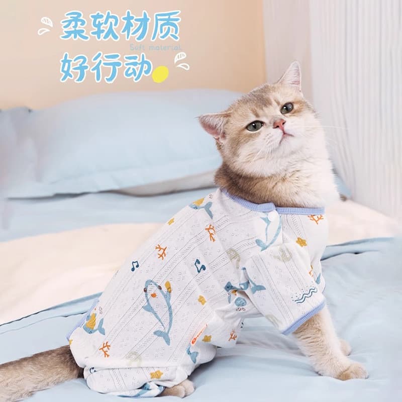 · Roupas de proteção de barriga de algodão puro roupas para cães de quatro patas Anti-lint gato primavera verão estilo f