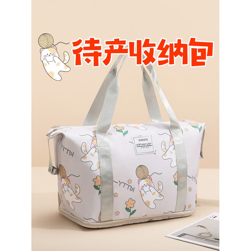 Bolsa de viagem portátil de curta distância fofa de desenho animado feminina leve de grande capacidade para viagem de ne