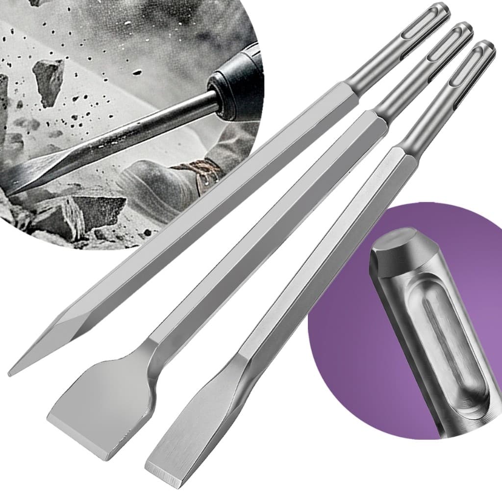 Kit Ponteiro Talhadeira 14x250mm Sds Plus Reforçado Compatível Martelete Makita HR2470