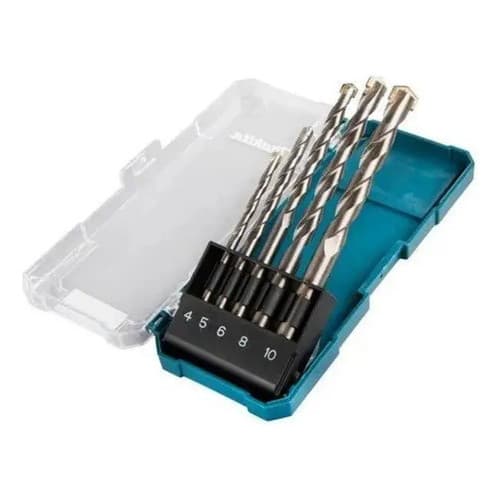 Jogo de Brocas Makita D-72877 para Concreto 5 Peças Kit Broca Alvenaria Furadeira Profissional SDS Parede