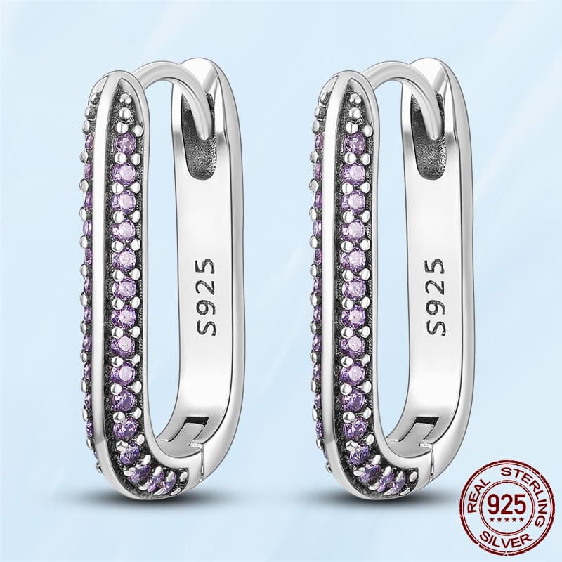 Venda A Quente Original 925 Sterling Silver Hoop U Brincos De Zircônia Cúbica Para Mulheres Festa De Aniversário De Casa