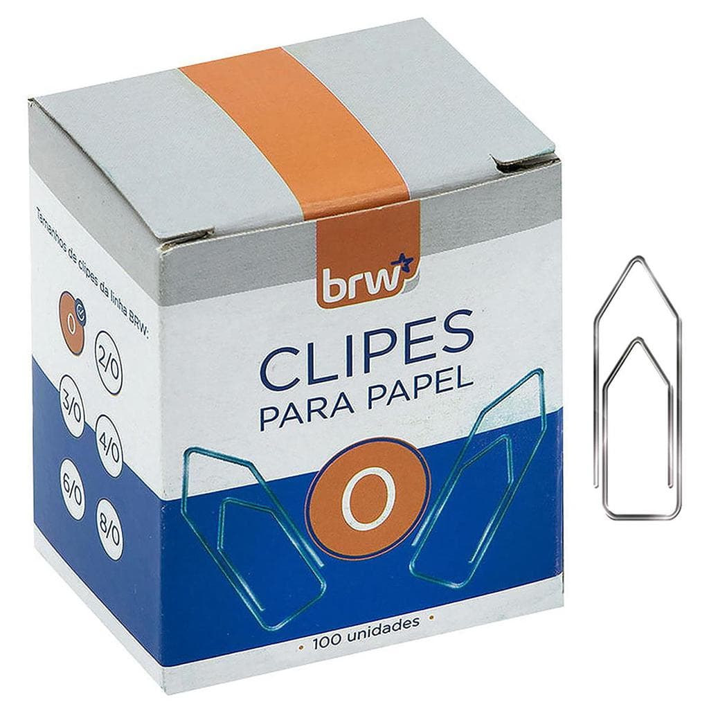 Clipes para Papel 0/0 BRW Caixa com 100 Clips Número 0 Galvanizado Não Oxida Não Quebra Sem Rebarbas